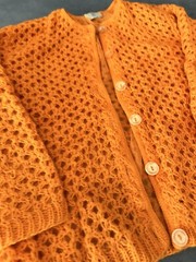Vintage Sidney Gould Sweater Jacket Cardigan Orange Chunky Knit 1950s