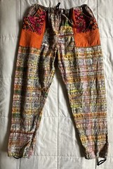 Vintage Guatemalan Patchwork Pants Embroidered Boho Ethnic Artisan Colorful M/L