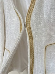 VNTG Elite Champagne White Tweed Blazer Church formal Business Old Money Sz 8