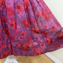 Vintage 1950s Red Pink Floral Fit & Flare Cocktail Dress S Retro Pinup Romanric