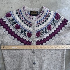 Vintage Eddie Bauer Sweater Nordic Fair Isle Snowflake Button Womens S Rose Wool