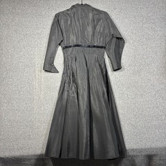 Americana Fashion Vintage Black Taffeta Velvet Trim Midi Dress Womens Small