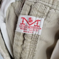 Vintage Maverick Blue Bell Corduroy Pants Misses 9/10 Beige USA 60s 70s