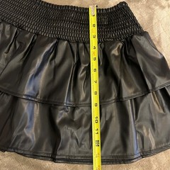 No Boundaries Black Faux Leather Tiered Mini Skirt Size L 12-14 NEW Y2K club