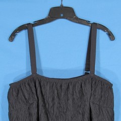VTG ROBBY LEN Black TEXTURED KNIT Lined ELASTIC TRIM Swim Beach TANKINI TOP 24W
