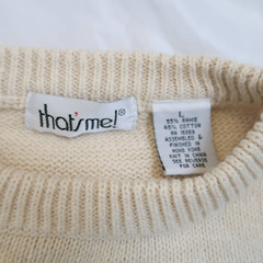 Vintage 90s cream and purple floral embroidered knit sweater L