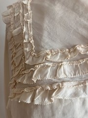 Antique Edwardian WWI Ivory Silk Tea Dress | c. 1910–1914 | Ruffled & Pleated |