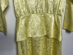 Vintage 1980s Peplum Dress Floral Design Slim Handmade Unsized MEASUREMENTS Desc