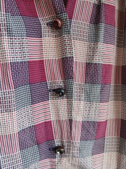 1940s Cotton Red, White And Blue Plaid Dress