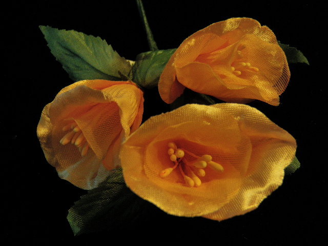 Vtg Millinery Flower BellShaped 1 3/4″ Lot of 3 Melon Orange for Wedding Y46