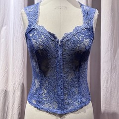 Vintage Ann Ferriday Netted Cotton Lace Hook N Eye Unlined Corset Top M/ L