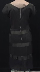 Vintage 1960s black dress, striped rayon short sleeve shift mod pin up M L
