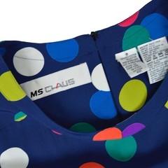 Vintage Ms Chaus Colorful Polka Dot Ruffle Hem Dress Mod Retro Size 6 NWT