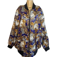 Vintage 80s Venezia Vitale Baroque Clocks Bomber Jacket