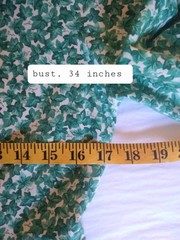 Vintage 30s 40s Green Leaf Cotton Dress Puff Sleeves Long Skirt M S New Unworn