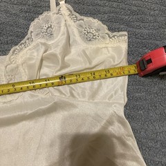 Vintage Polyester Slip 32/34” Chest, 35” Length Off White Color With Lace Accent