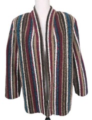 Vintage Graff Californiawear Wool Blend Colorful Boho Hippy Knit Cardigan Sz 12