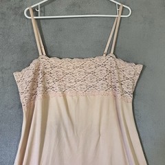 Delicates Vintage Full Slip Nightgown Peachy Pink Womens XL Lace Bodice