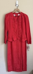 Dress Vintage Karin Stevens 90s One Piece Red Soutache Womens Size 6 NOS