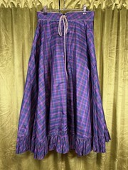 RARE Vintage 1970s Miss Feraud of Paris Purple Plaid with gold lurex midi skirt