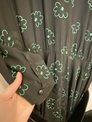 Vintage 100% Silk 80s Raul Blanco Dress Black & Green Flower Dress Sz 12