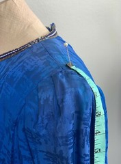 Vintage 80s Silk blue dress D’Ore with beautiful beading, glam