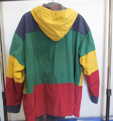 90s Venezia Colorblock Hooded Jacket Lined Raincoat Metal Closures