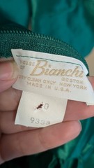 Vtg 80’s House of Bianchi emerald green satin long sleeve dress , grown size 10