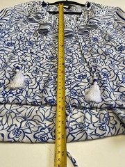 Vintage 80s Diane Fres L Georgette Blouse & Full Skirt Set Blue Drawstring Top