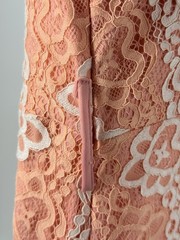 Vintage 80s RAMOLE CLASSIC Peach & White Elegant Lace Lined Maxi Dress Sz Medium