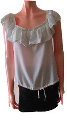 SUPRE Sleeveless Ruffle White Cotton / Polyester Women’s Top Size 14 G Condition
