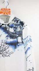 Vintage 100% silk tunic with mandarin collar and frogsweb closure size L/UK14