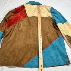 Vintage Koret Patchwork Blazer Jacket Embroidered Small Faux Suede Aztec