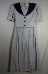 Vintage JBS Ltd Sailor Collar Long Dress USA Black White Check Size 8 45 Inch