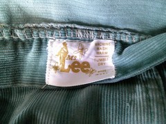 RARE Vtg 70s Ms LEE Hi Waist Green Tie Dye Cord WIDE Leg Bell Bottom Pants 26/28