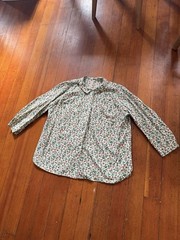Mid Century Handcrafted Floral Cotton Smock Top Artist Workwear Folk Prairie OS