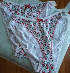 Vintage 100% Cotton High Cut Panties Undies Size M Christmas Holiday 2 Pair NWT!