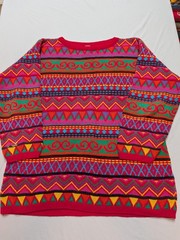 Vtg Clifford Wills Women’s L Colorful Oversized Sweater Hip Hop 80s 90s