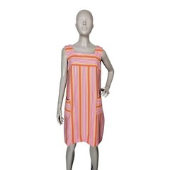 MOD 60s/70s Vintage Granny Core Striped Sleeveless Smock Pinafore Jumper Dress