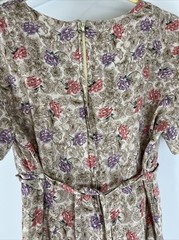 COCO BIANCO Floral Neutral Gold Fleck Dress Cottagecore Size 12 Dolly Kei Lagen