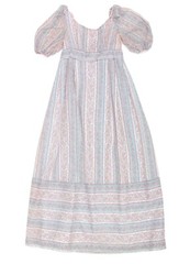 Vtg Regencycore Pastel Ornate Floral Empire Waist Bridgerton Gown Dress XS /925