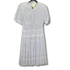 VTG Florentine Periwinkle Blue Jacquard Midi Dress Sz 10 fits like a Medium