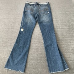 Vintage Mudd Jeans Womens 7 M Wash Flare Leg Low Rise Hippie Grunge Crochet Y2K