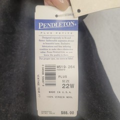 Vintage 90s Pendleton Plus Petite Wool Skirt 22W Charcoal Lined USA Deadstock