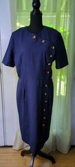 Vintage Willow Ridge Navy Blue Side Button Down Dress Woman’s 14