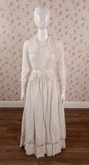 1900s 2pc Edwardian Lingerie Lawn Dress Shirtwaist/Blouse & Skirt sz S/M