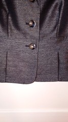 Le Suit Jacket Charcoal Gray Leopard Print Lining Size 16 Petite