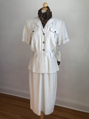STUNNING NWT VTG STUDIO I New York Beige Bolero Button-Up Leopard Scarf Dress 12