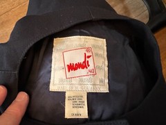 Size 40 Vintage MONDI Military 80s U.S. 10 Jacket & Skirt set blue patches women