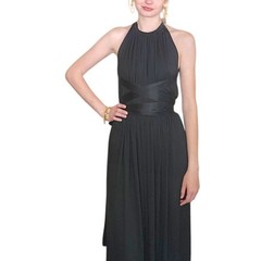Vintage 70s Donald Brooks Eveing Dress Black Jersey Halter Maxi Gown XS/S